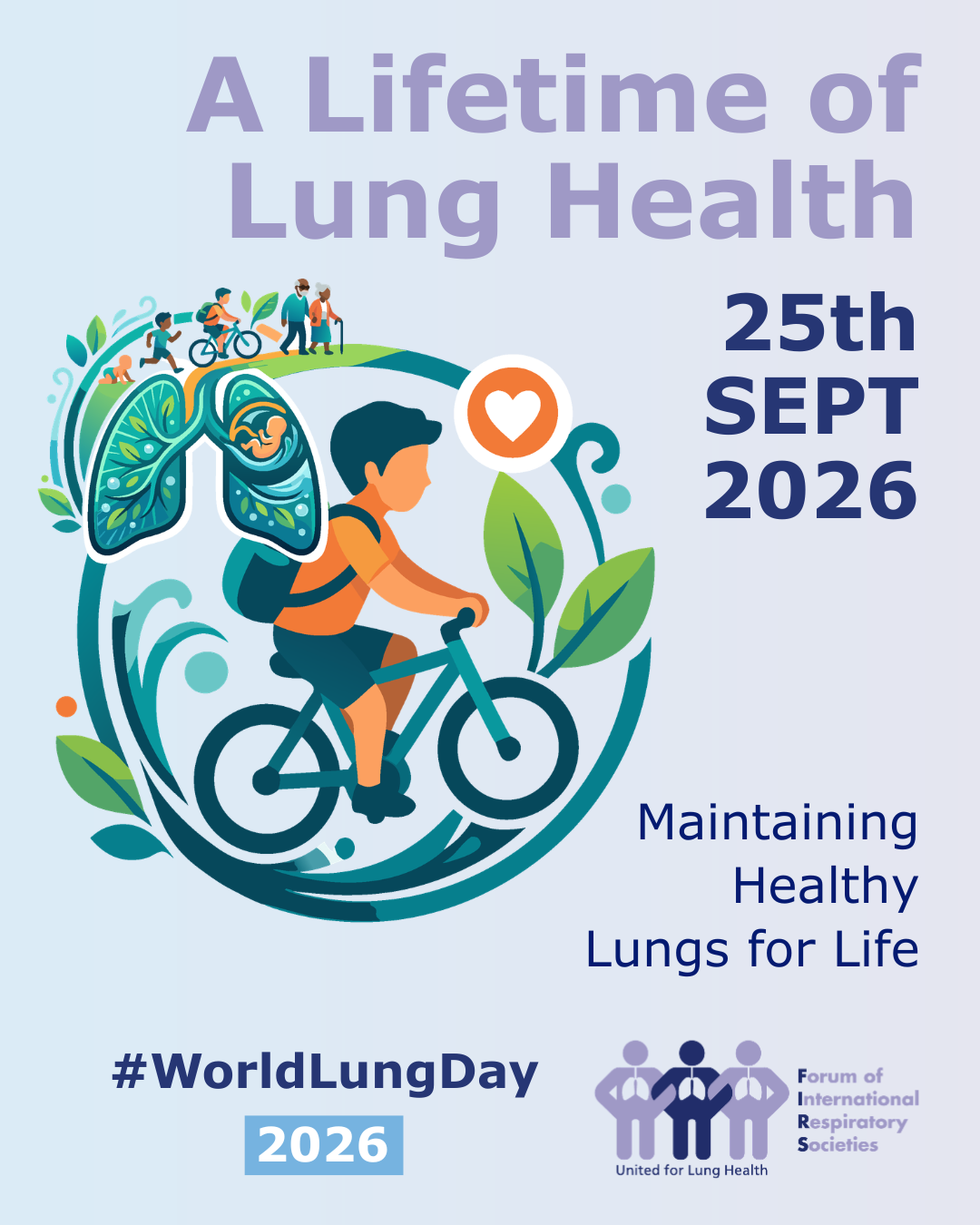 World Lung Day 2026 poster: A Lifetime of Lung Health, 25 September 2026