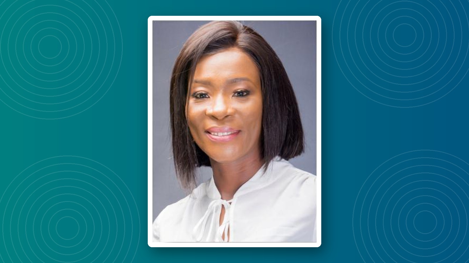 Prof. Obianuju Ozoh on a PATS teal background